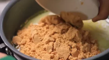 Leftover biscuit halwa served warm with toasted nuts 3